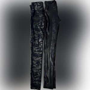 2 SPANX Black and Camouflage Leggings